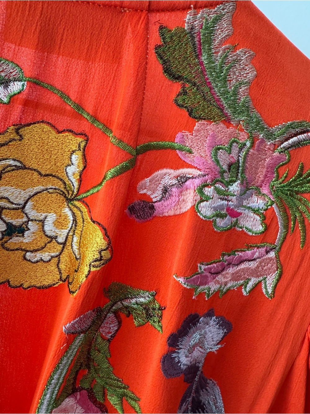 ASOS Red Floral Wrap Midi Dress with Long Sleeves - Picture 4 of 7